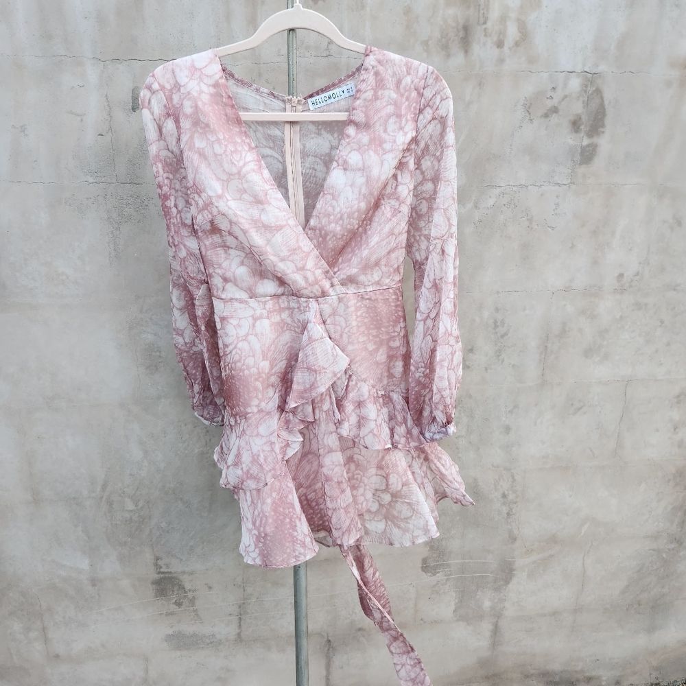 Hello molly pink and cream flirty mini dress
